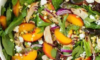 طرز تهیه سالاد هلو با مرغ کبابی و سس عسلی