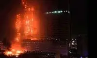 آتش سوزی گسترده یک برج تجاری در کرج