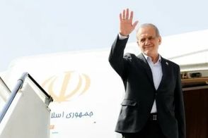 مراسم استقبال از پزشکیان در کاخ ریاست جمهوری قزاقستان