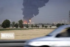 تصاویر آتش‌سوزی در محوطه پالایش نفت تهران 
