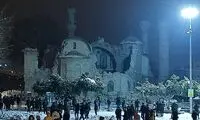 قابی از مسجد نیمه فروریخته در ترکیه بر اثر زلزله