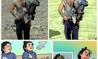 بازسازی عکس کودکان غمگین درگیر با جنگ