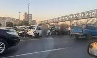 تصادف زنجیره‌ای و ترافیک سنگین در اتوبان آزادگان