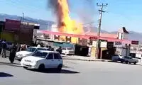 لحظه انفجار در جایگاه پمپ گاز یاسوج