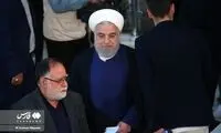 قابی جدید از حسن روحانی درحال سخنرانی رهبری