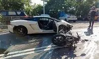 لحظه تصادف وحشتناک یک موتورسوار با لامبورگینی!