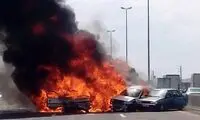 ویدئویی از انفجار مهیب دو خودرو در جاده چالوس