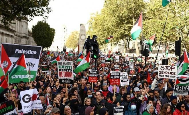 تظاهرات گسترده مردم انگلیس در حمایت از غزه