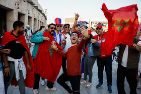 تصاویر هواداران مراکش و فرانسه در استادیوم