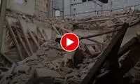 لحظه فرار از مرگ پیش از فرو ریختن سقف خانه