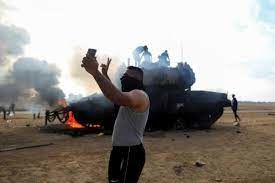 پیشرفته‌ترین تانک اسرائیل در دست فلسطینیان 