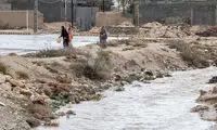 لحظه عجیب نجات یک راننده از سیل با ملحفه!
