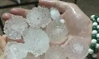 تصاویری از بارش تگرگ تخم‌مرغی در فارس