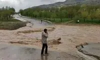 پل جهادگران خرم‌آباد زیر آب رفت
