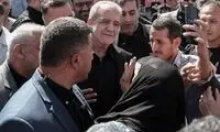 شعار خبرساز هنگام حضور پزشکیان در مراسم تشییع