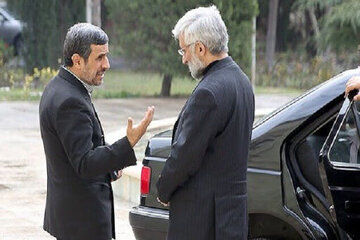 عکس حاشیه‌ساز از بی‌اعتنایی جلیلی به احمدی‌نژاد