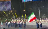 رژه کاروان ایران در مراسم افتتاحیه بازی‌های جهانی چنگدو