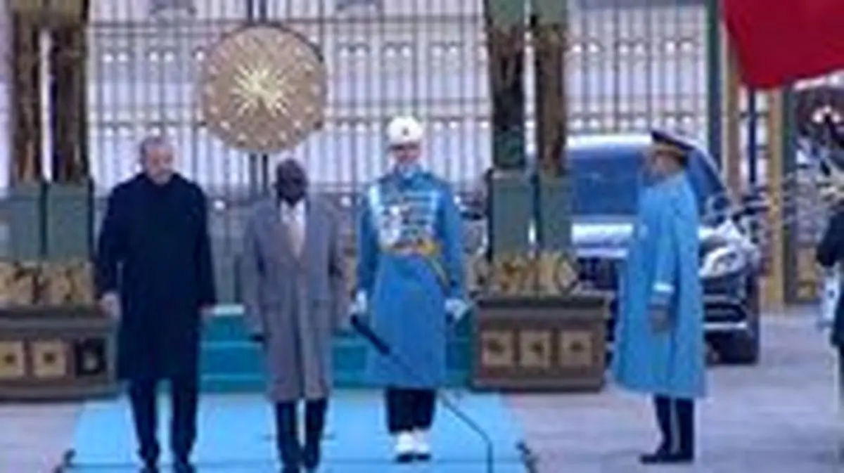 لحظه زمین خوردن رئیس‌جمهور نیجریه در دیدار با اردوغان