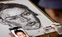  آرایشگری که با مو پرتره می‌کشد