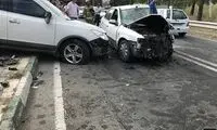 لحظه وحشتناک وقوع تصادف به علت گرد و خاک