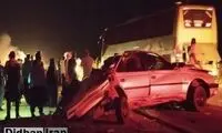عکسی هولناک از له شدن پژو ۴۰۵ در تصادف با اتوبوس