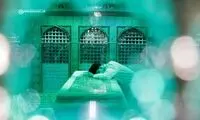 غبارروبی مضجع رضوی توسط رهبر انقلاب