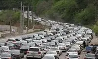 ترافیک سنگین در جاده کرج - چالوس

