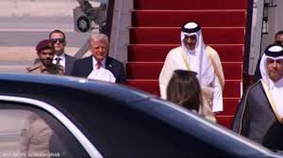 عکسی از استقبال همسر امیر قطر از ترامپ