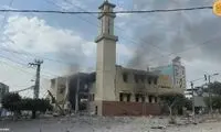 ویدیویی از حمله اسرائیل به مسجد شهدا غزه
