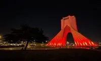 برج آزادی و پل طبیعت قرمز شدند
