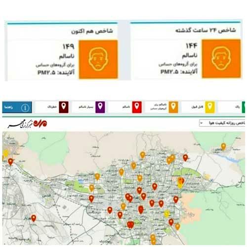 وضعیت اسفناک هوای تهران