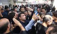 احمدی‌نژاد در مراسم تشییع پیکر شهید حججی