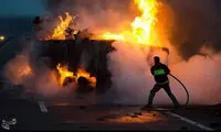 عکس: تصادف مرگبار کامیون با نیسان آبی