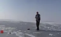 تصاویری از یخ بستن آب سد حسنلو