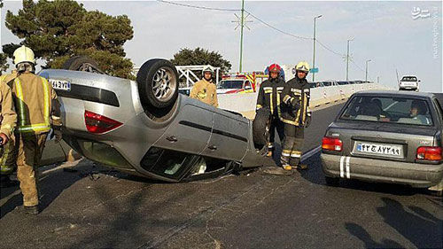 واژگونی خودروی مگان در شهرری