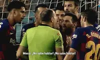 مسی در هنگام اخراج دمبله به داور چه گفت؟