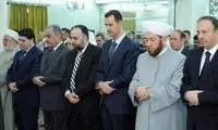 تصاویری از حضور بشار اسد در نماز عید فطر