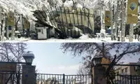 ریزش طاقِ ورودی دانشگاه تهران با سنگینی برف