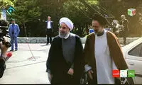 لحظه ورود روحانی به صدا و سیما