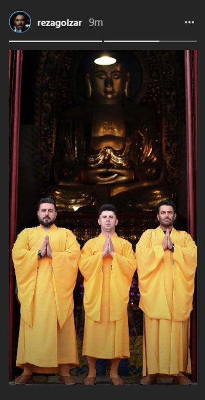 تصویری از رضا گلزار و امین حیایی در لباس بودایی