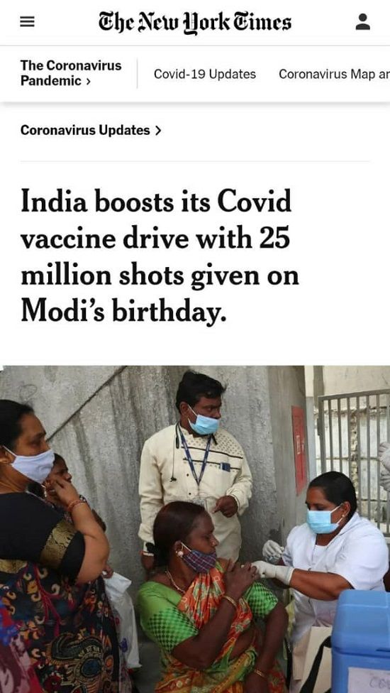 تزریق ۲۵میلیون دز واکسن در یک روز در هند