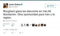 تبریک خاویر سولانا به حسن روحانی