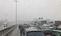 بارش برف در اتوبان تهران - کرج