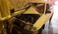 نجات راننده از مرگ پس از ورود گاردریل به پراید