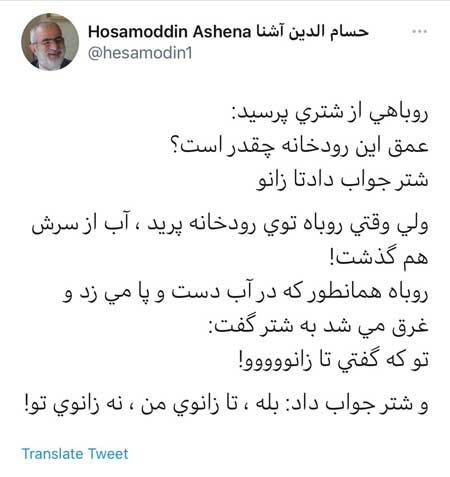 کنایه سنگین حسام الدین آشنا به دولت رئیسی
