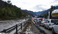 سیلاب در جاده سمنان - مازندران