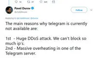 قطع شدن تلگرام به دلیل حمله گسترده DDoS