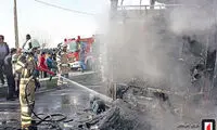 آتش‌سوزی اتوبوس بین شهری در جنوب تهران