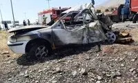 تصادف آتشین مینی‌بوس و سمند در تهران