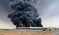 وقوع یک آتش‌سوزی بزرگ در سواحل امارات